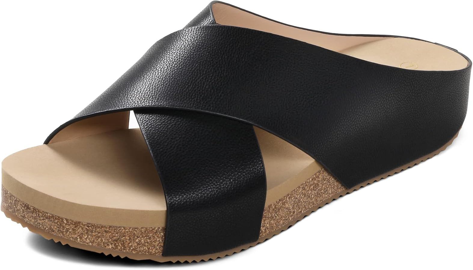 DREAM PAIRS Women's Cork Slide Sandals Slip on Open Toe Cute Platform Criss Cross Flat Sandals fo... | Amazon (US)