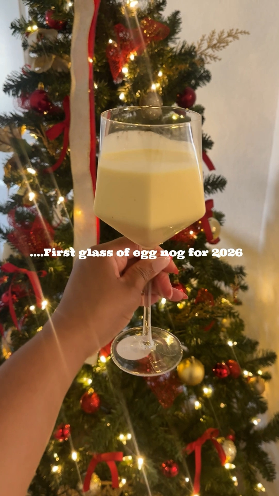 Hello 2026! 🥂✨🎄
*My tree will stay up until the end of January. 😁

Hashtags: 
#newyear #happynewyear #nye #eggnog #foodie #holidaydrinks #holiday #holidaytime #party #familytime #home #decor #diy #trending 

#LTKSeasonal #LTKHome