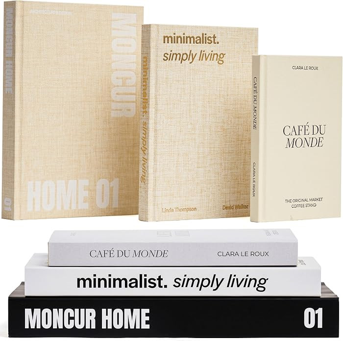 Decorative Coffee Table Books Set of 3 \u2013 Neutral Home D\u00e9cor Beige Hardcovers with Remov... | Amazon (US)