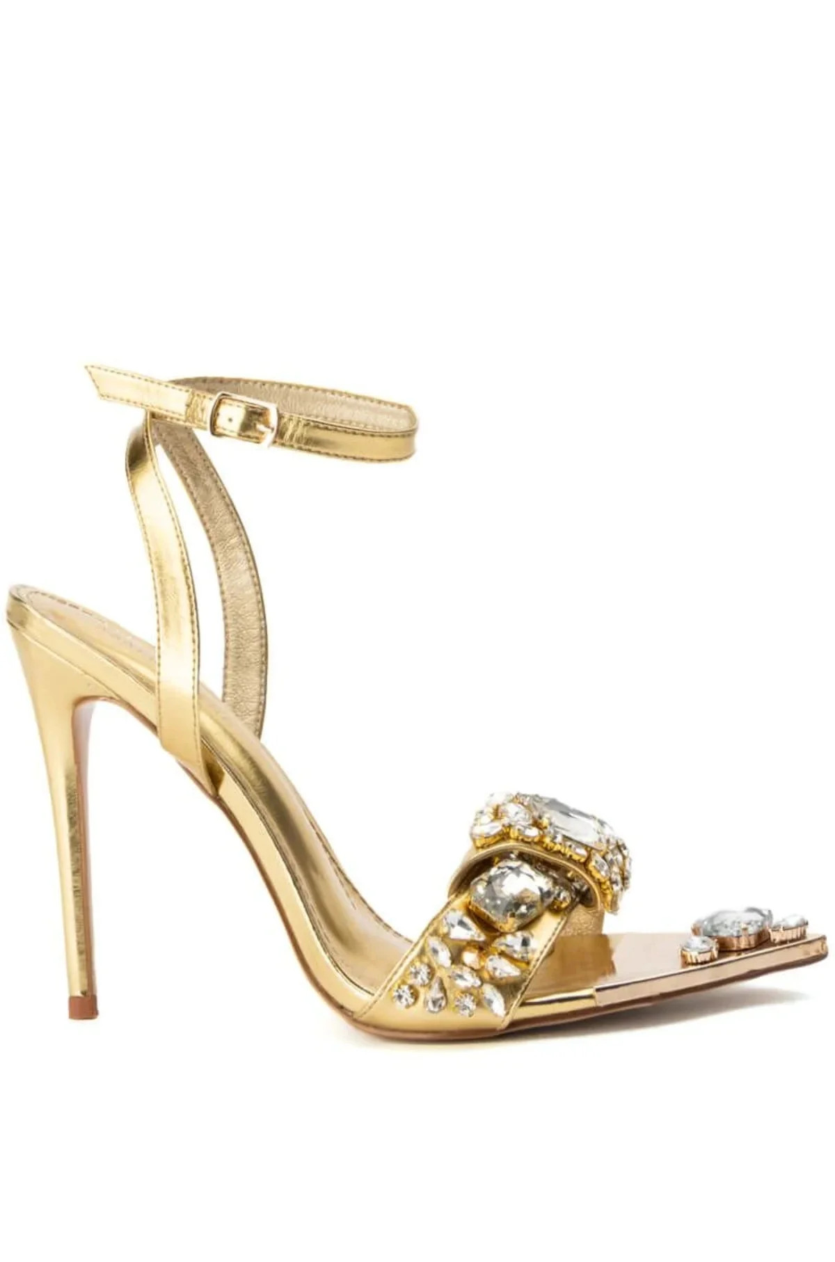 TILLY GOLD POINTED TOE STILETTO SANDAL | Azalea Wang