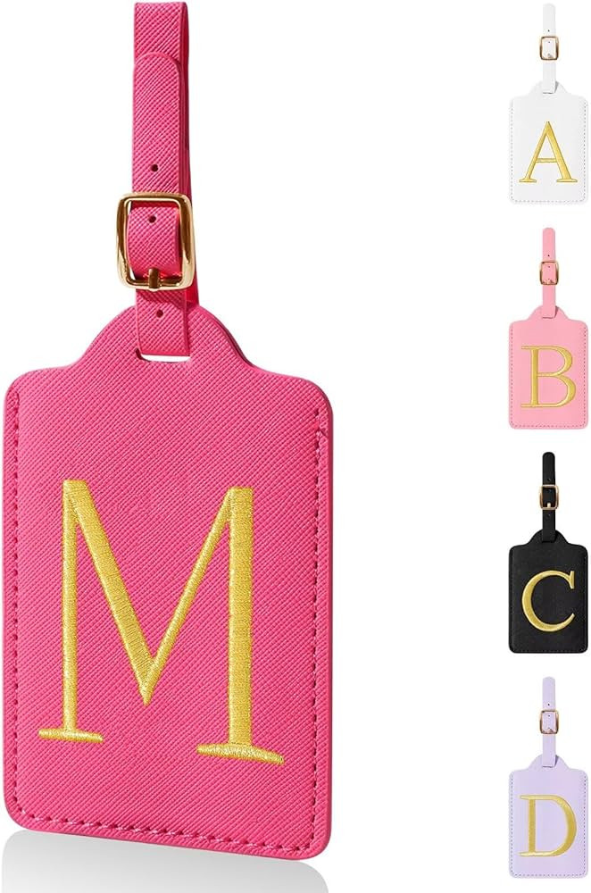 XSUIOY Personalized Initial Luggage Tags for Suitcases, Leather Letter Cute Luggage Tags with Pri... | Amazon (US)