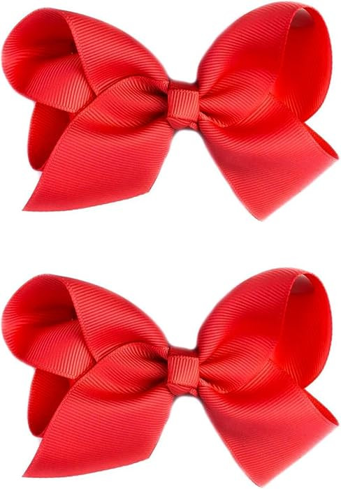 2 PCS 4.5inchs Hair Bows for Girls Grosgrain Ribbon Hair Bow Alligator Clips Hair Accessories for... | Amazon (US)
