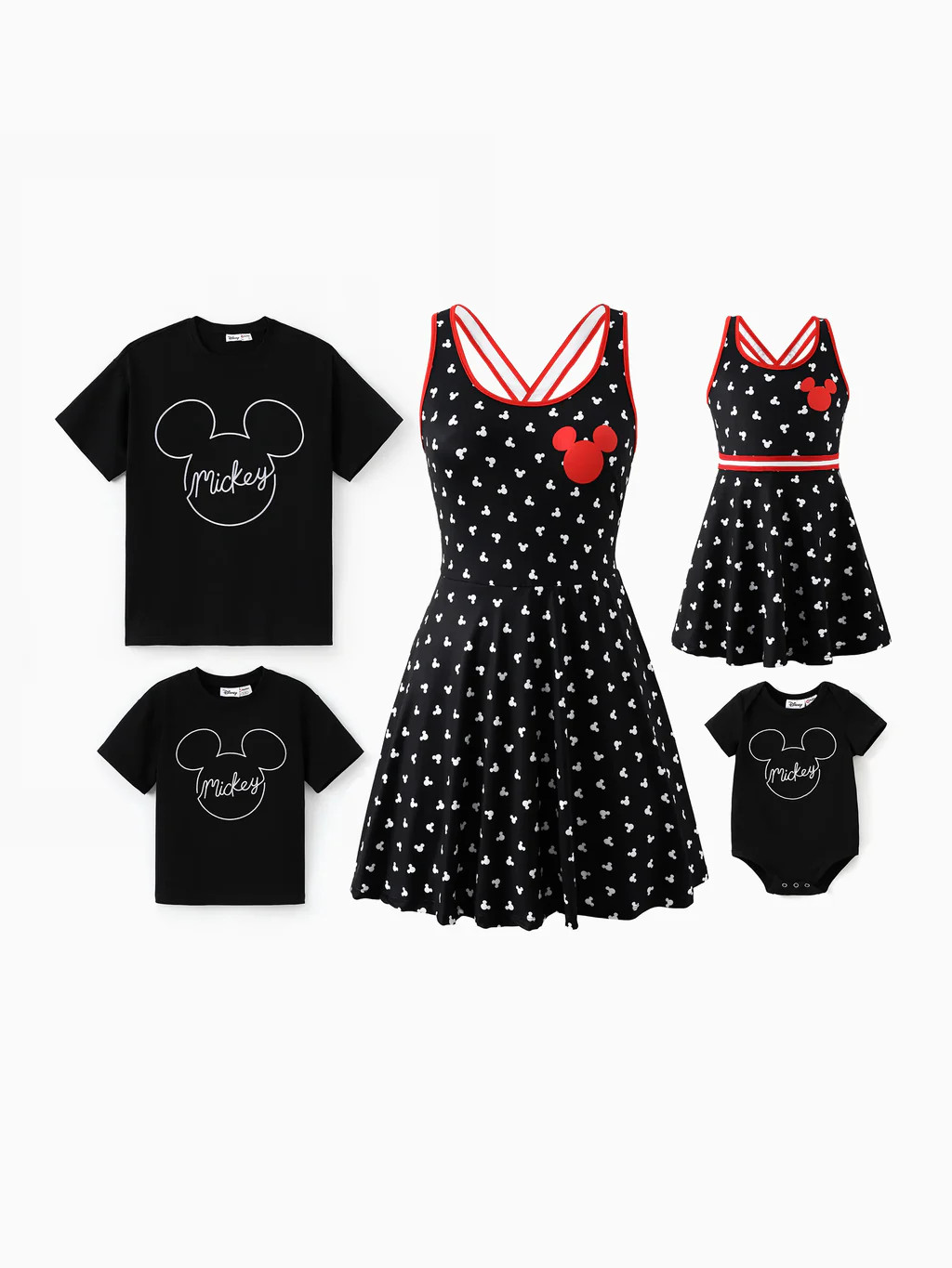 Disney Mickey and Friends Family matching 1pc Mickey Mouse Allover Print Sporty Dress/Cotton Top ... | PatPat