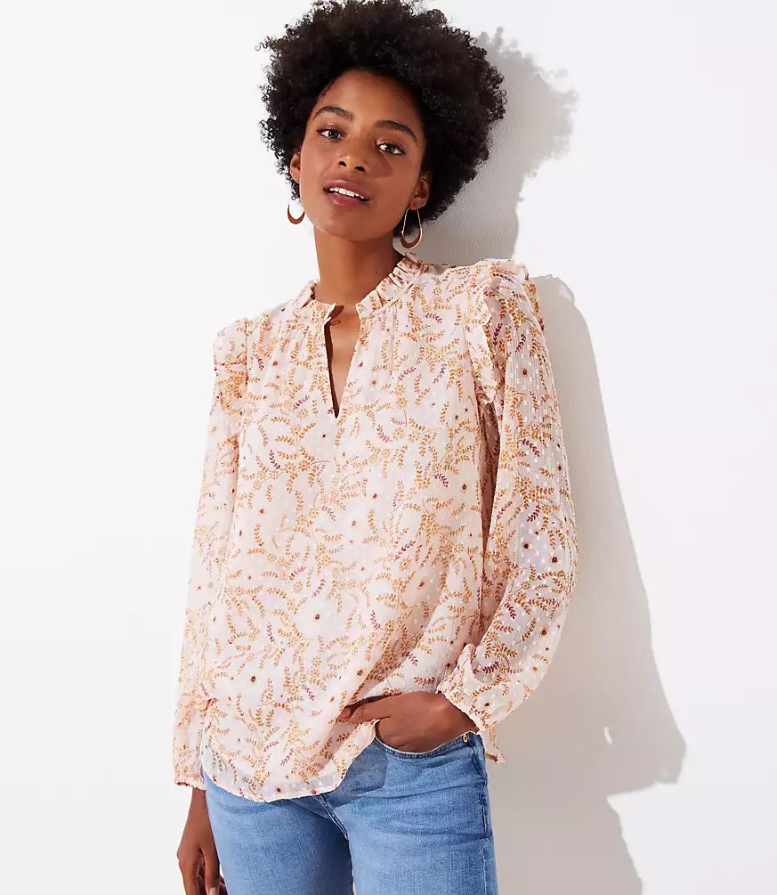 Floral Split Neck Blouse | LOFT | LOFT