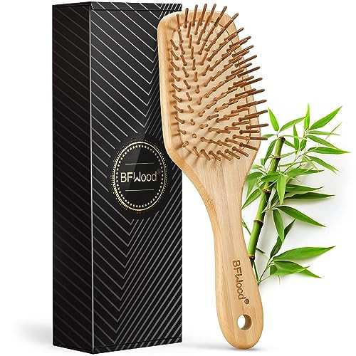 BFWood Bamboo Paddle Hairbrush with Bamboo Bristles for Massaging Scalp | Amazon (US)