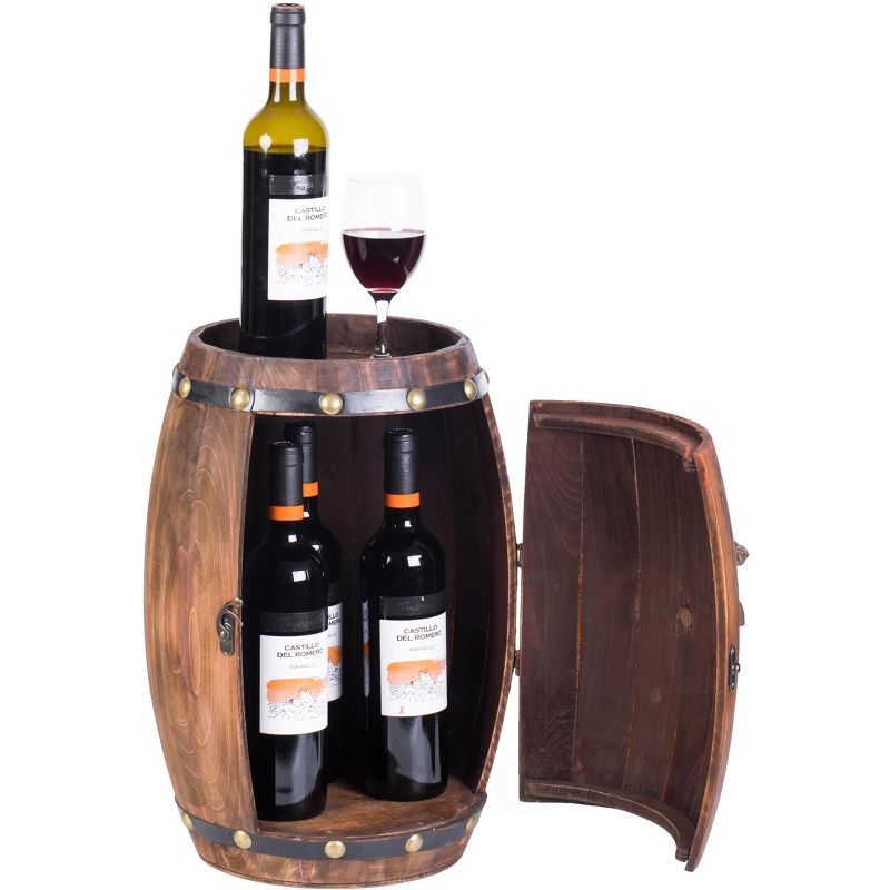 Vintiquewise Wooden Barrel Shaped Vintage Decorative Wine Storage Rack | Target