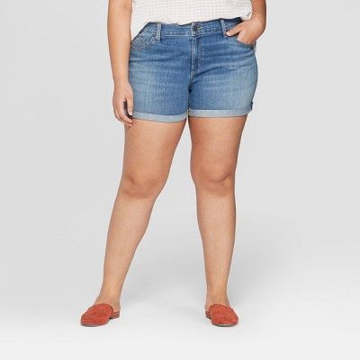 Women's Plus Size Mid-Rise Jean Shorts - Universal Thread™ Medium Blue | Target