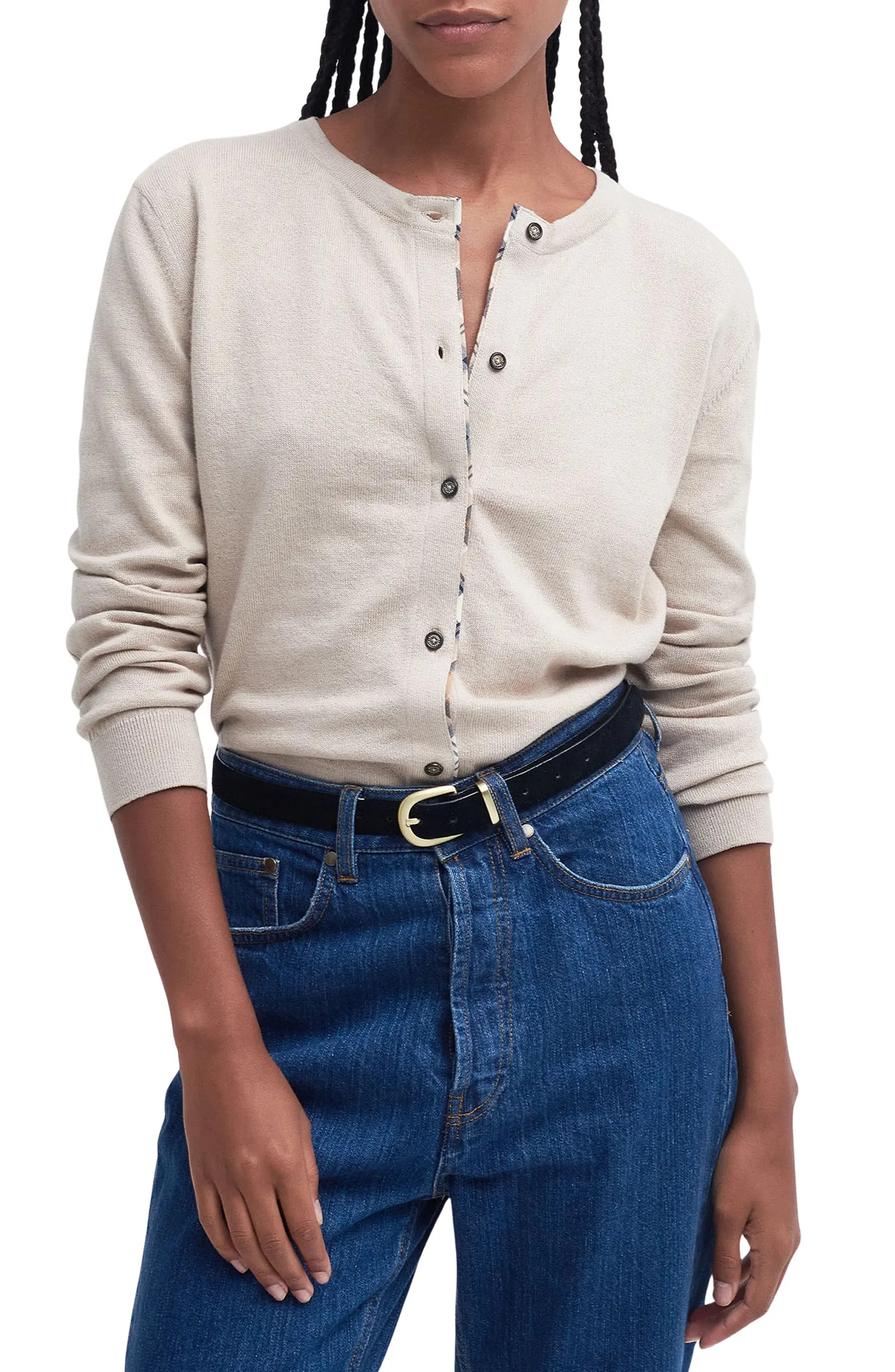 Bredon Tartan Accent Cotton & Cashmere Cardigan | Nordstrom