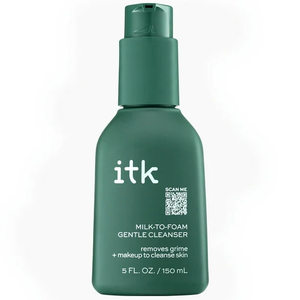 ITK Milk-to-Foam Gentle Cleanser | 2-in-1 Face Wash + Makeup Remover for All Skin Types, 5 oz | Walmart (US)
