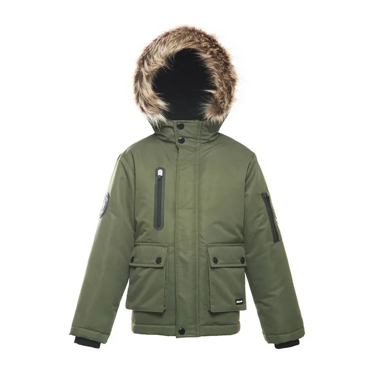 Rokka&Rolla Boys' Winter Jacket with Faux Fur Hood Parka Coat, Sizes 4-16 - Walmart.com | Walmart (US)