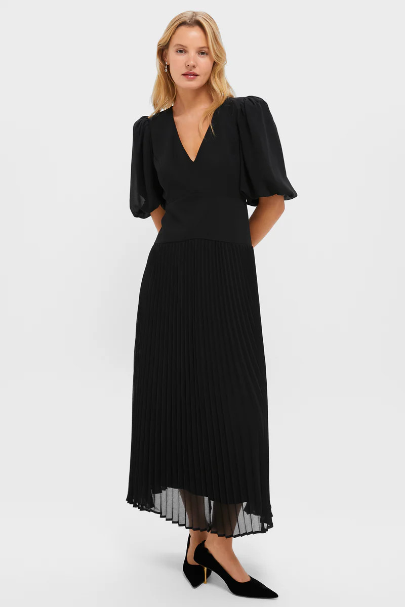 Black Drapey Twill Raquel Dress | Tuckernuck (US)