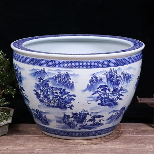 Seodradow 1 Set Blue and White Porcelain Lotus Pot Decorative Flowerpot Hydroponic Container Ceramic Planter Succulent Pots(Blue,25 * 17cm) | Amazon (US)