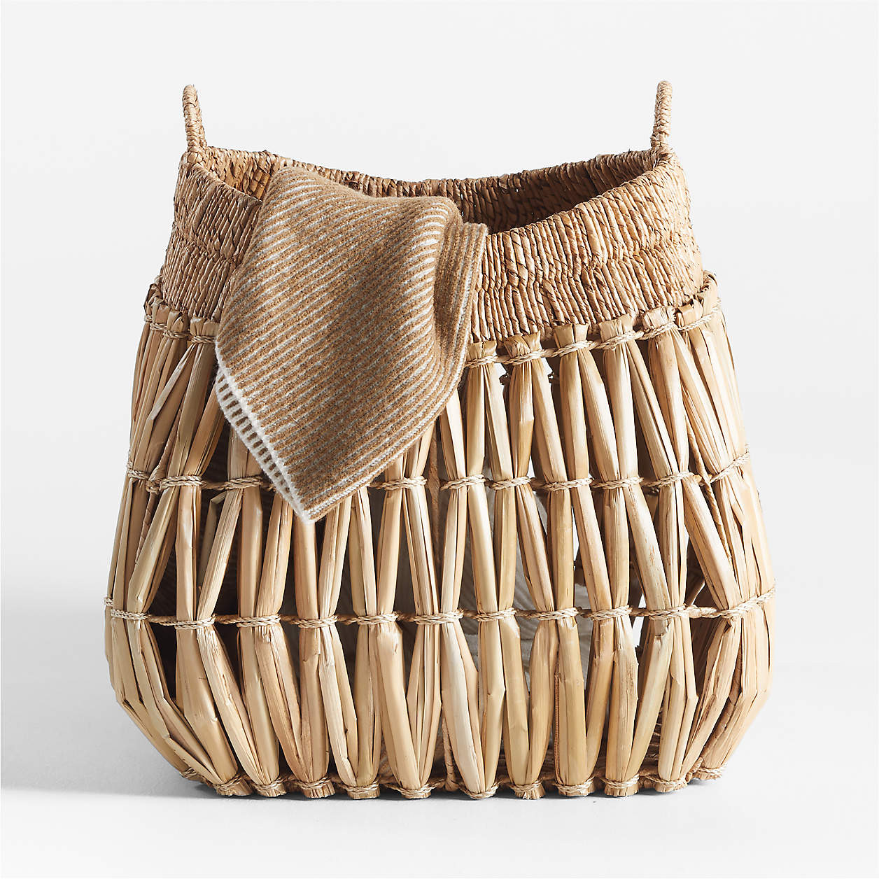 Oketo Beige Large Rattan Decorative Basket + Reviews | Crate & Barrel | Crate & Barrel