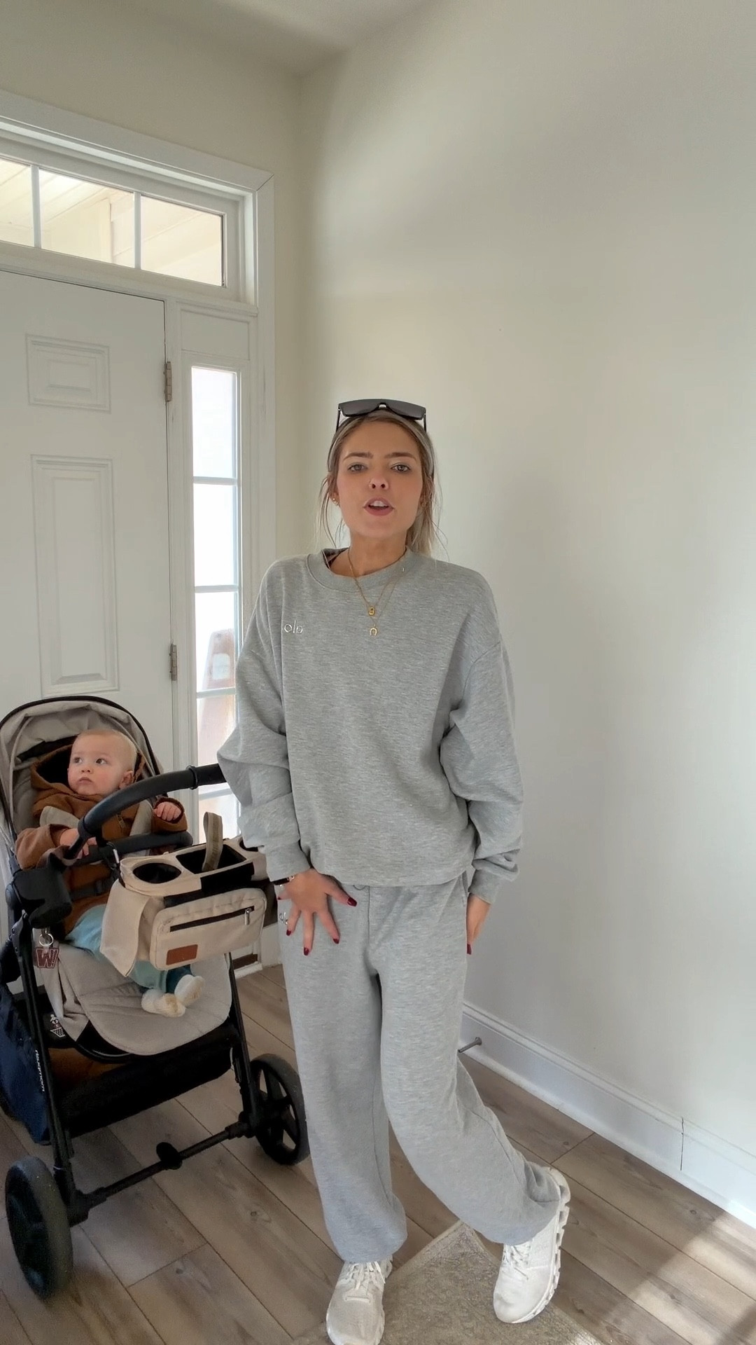 Mom fit of the day ❄️ Grey Alo set + OnCloud sneakers + Quay sunnies ✨ Perfect for a December stroller walk with my little guy 👶

#momstyle #sweatset #set #momfashion #momlife #loungewear #athleisure 

#LTKdayinmylife #LTKmomlife #LTKootd
