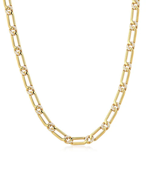 The Two-Tone Pave Link Necklace | Luv Aj