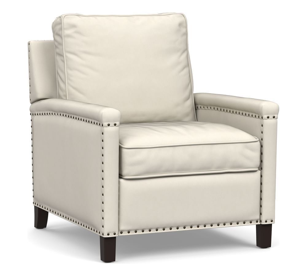 Tyler Leather Square Arm Recliner With Nailheads | Pottery Barn (US)