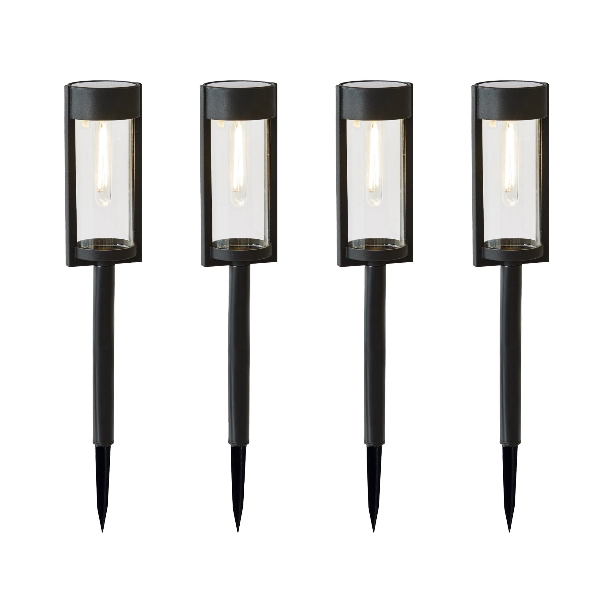 Better Homes & Gardens Wyatt Solar Powered Black 15 Lumens LED Landscape Bollard Pathway Light (4... | Walmart (US)