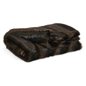 Bowery Hill Brown and Black Faux Fur Throw | Homesquare