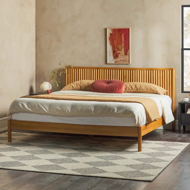 Asho Solid Wood Platform Bed with Reeded Headboard | Wayfair North America