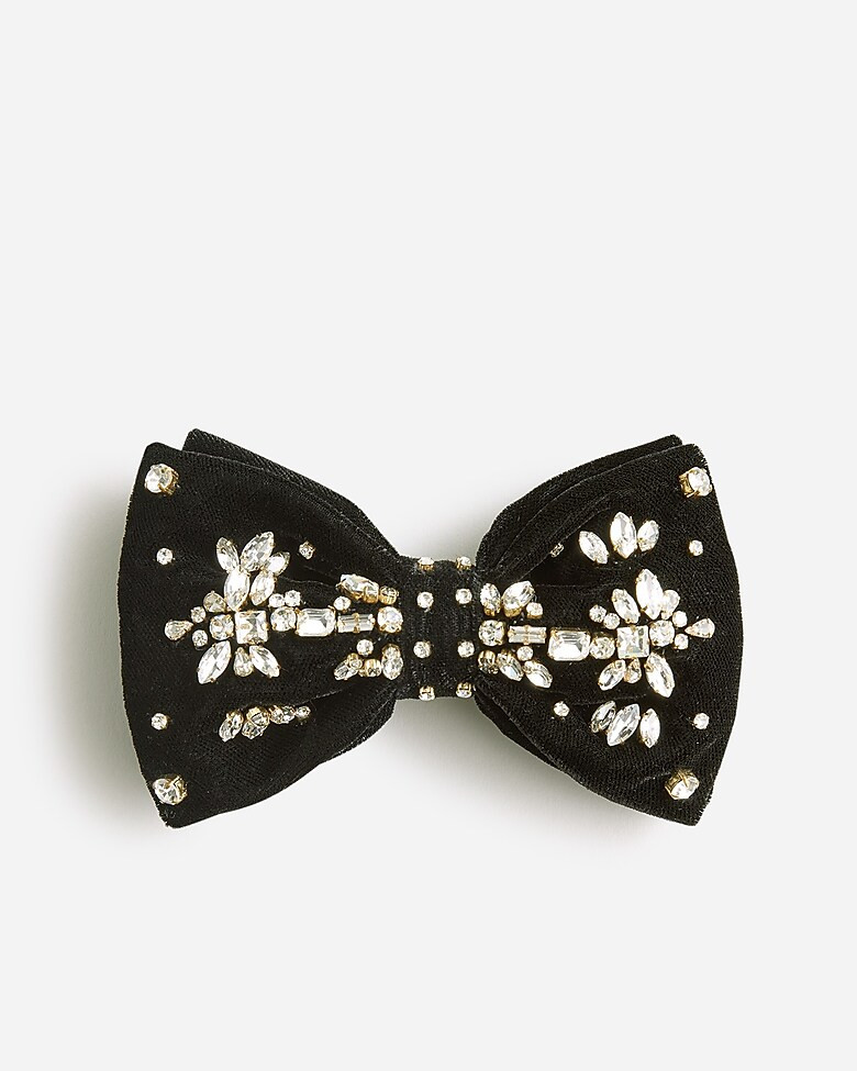 Velvet bow clip with crystals | J. Crew US
