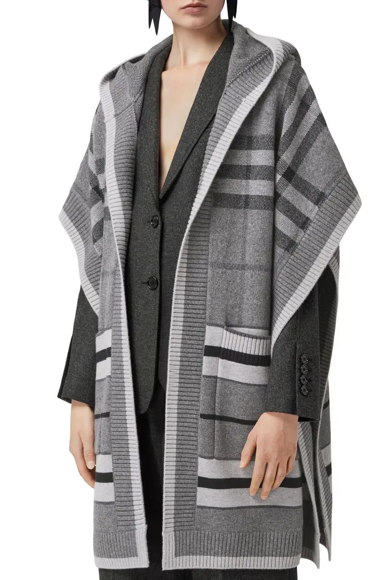 Burberry Carla Check Wool Blend Hooded Cape | Nordstrom | Nordstrom