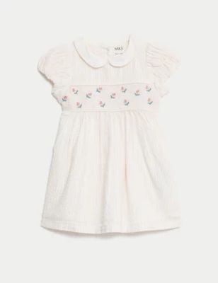 Pure Cotton Striped Floral Dress (0-3 Yrs) | M&S Collection | M&S | Marks & Spencer IE