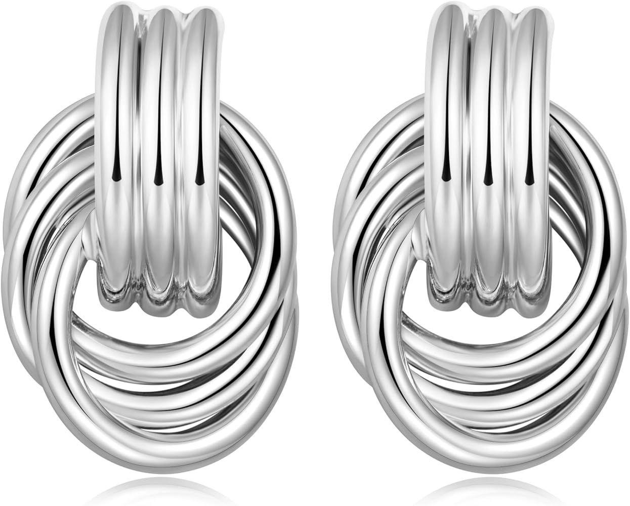 HolidayQbee Gold Earrings For Women Two Tone Statement Earrings chunky gold Earrings Exquisite Je... | Amazon (US)