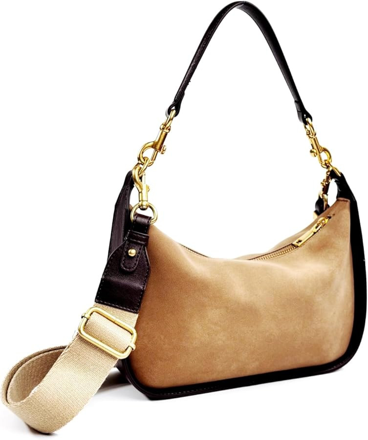 Suede Crossbody Bag, Suede Handbag, Small Shoulder Purse With Leather Handle And Adjustable Wide ... | Amazon (US)