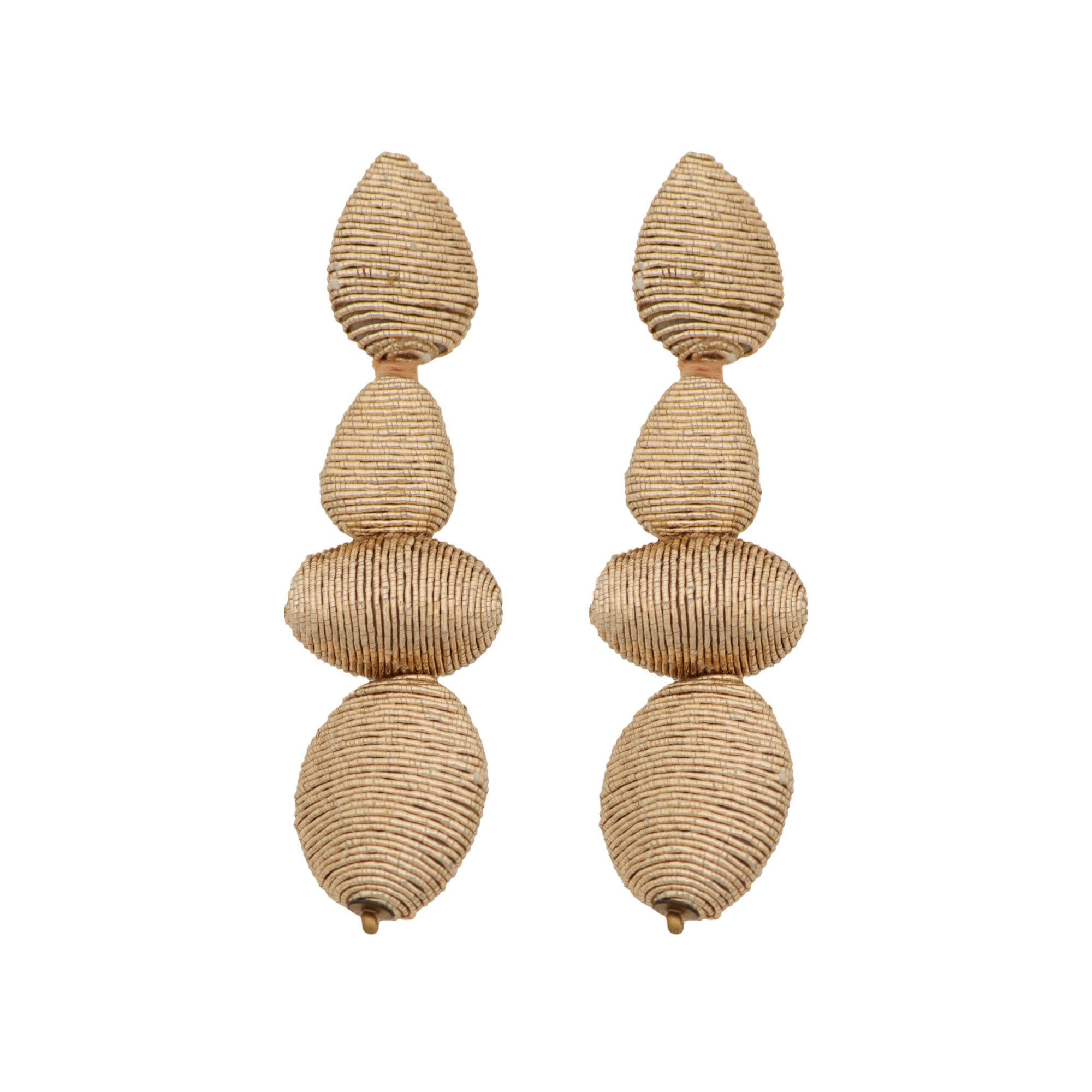 CHAMPAGNE SILK THREADED LINEAR EARRINGS | Panacea