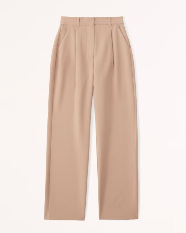 Women's Curve Love Tailored Relaxed Straight Pant | Women's Clearance | Abercrombie.com | Abercrombie & Fitch (US)