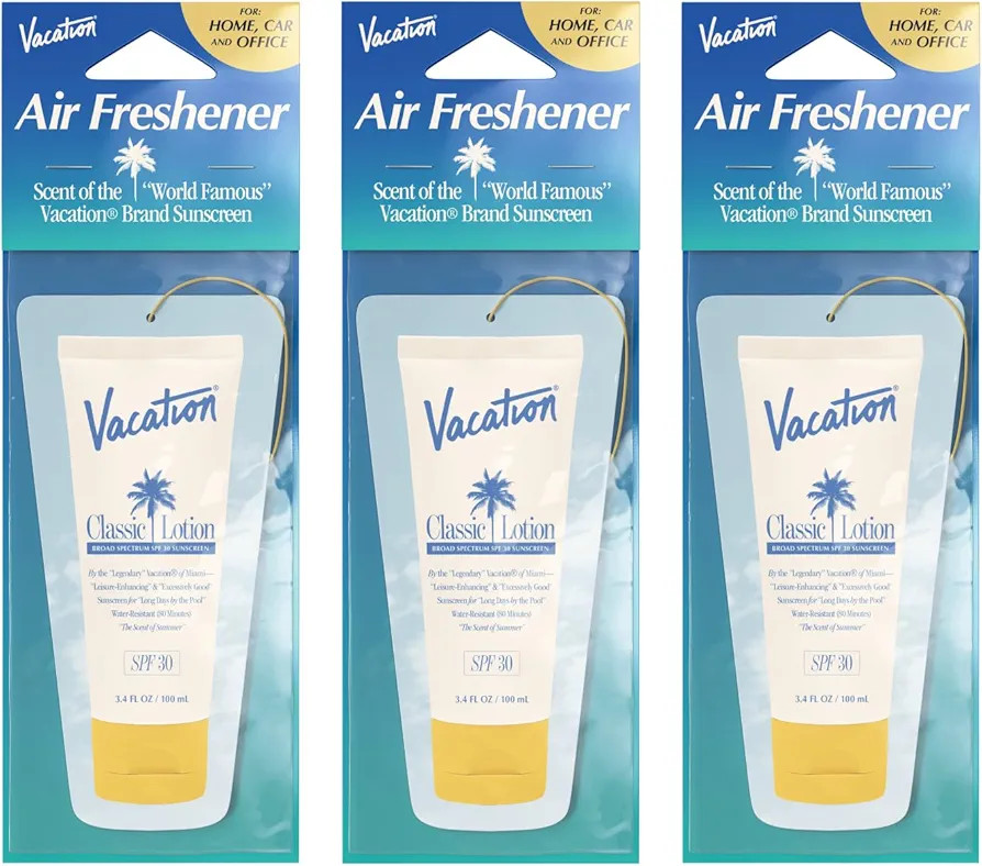 Vacation Hanging Air Freshener, Award-Winning Signature Sunscreen Scent, Deodorizer for Car, Home... | Amazon (US)