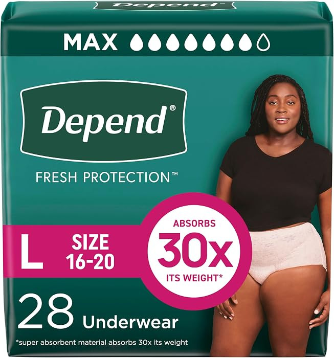 Depend Fresh Protection Adult Diapers, Incontinence & Postpartum Bladder Leak Underwear for Women... | Amazon (US)