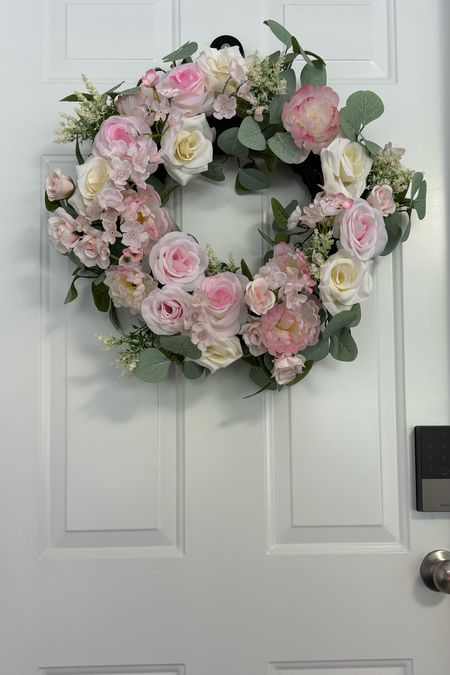 Pink floral wreath under $30 from Michaels