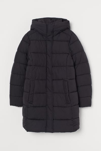 Padded jacket in woven fabric. Lined hood, zipper and wind flap at front with snap fasteners, and... | H&M (US)