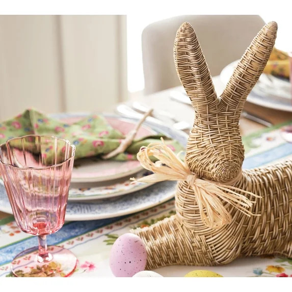 ValHome Woven Bunny Easter Decorations Indoor - 16.5" Standing Woven Bunny Figurine with Straw Bo... | Walmart (US)