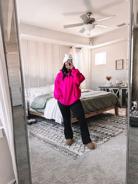 Amazon outfit // hoodie XL, leggings L, Ugg dupes true to size, beanie in Winter White. Also linking the floral PJ set from my IG reel (sized up to an XL). 

#LTKstyletip #LTKfindsunder50 #LTKmidsize