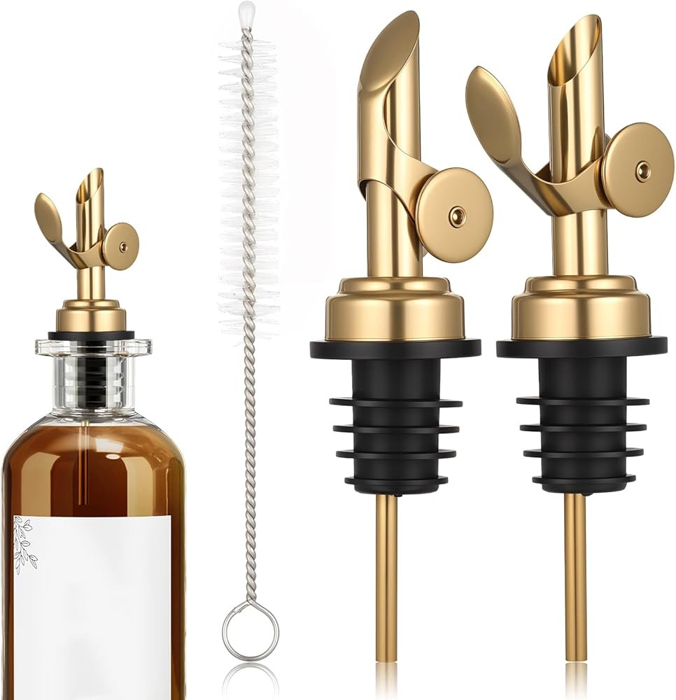 2 PCS Weighted Stainless Steel Bottle Pourers, Olive Oil Dispenser Spout, Self Closing Liquor Pou... | Amazon (US)