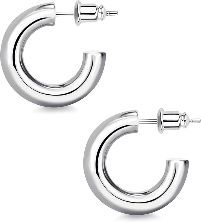 Wowshow Chunky Gold Hoop Earrings, Small Gold Hoop Earrings for Women 14K Real Gold Plated Thick ... | Amazon (US)