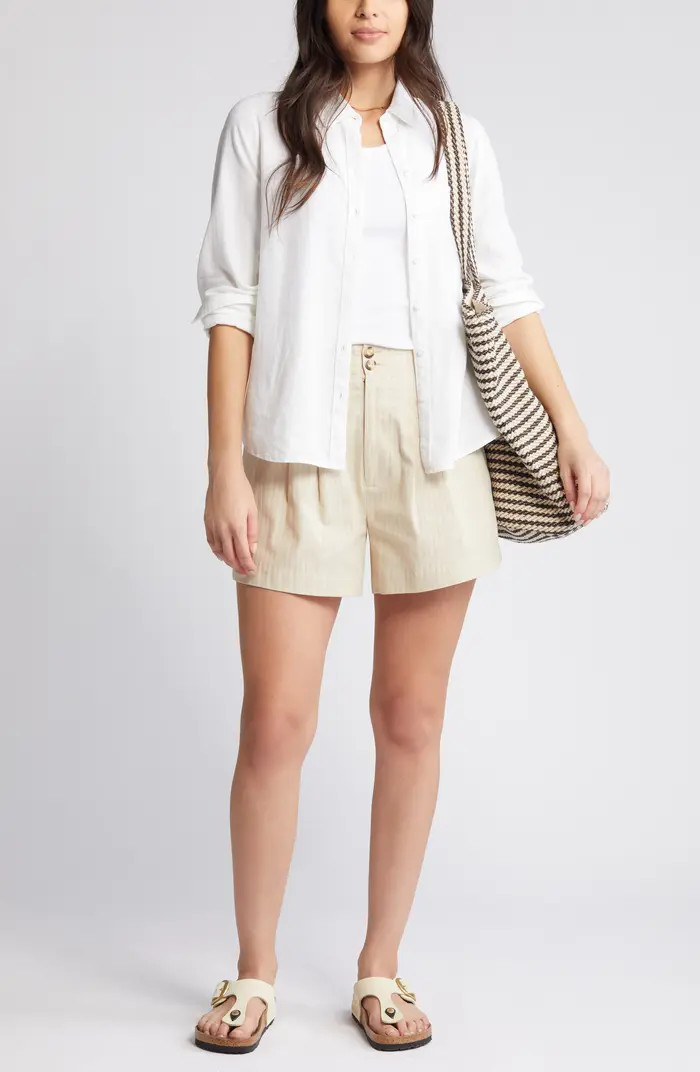 Linen Blend Button-Up Shirt | Nordstrom