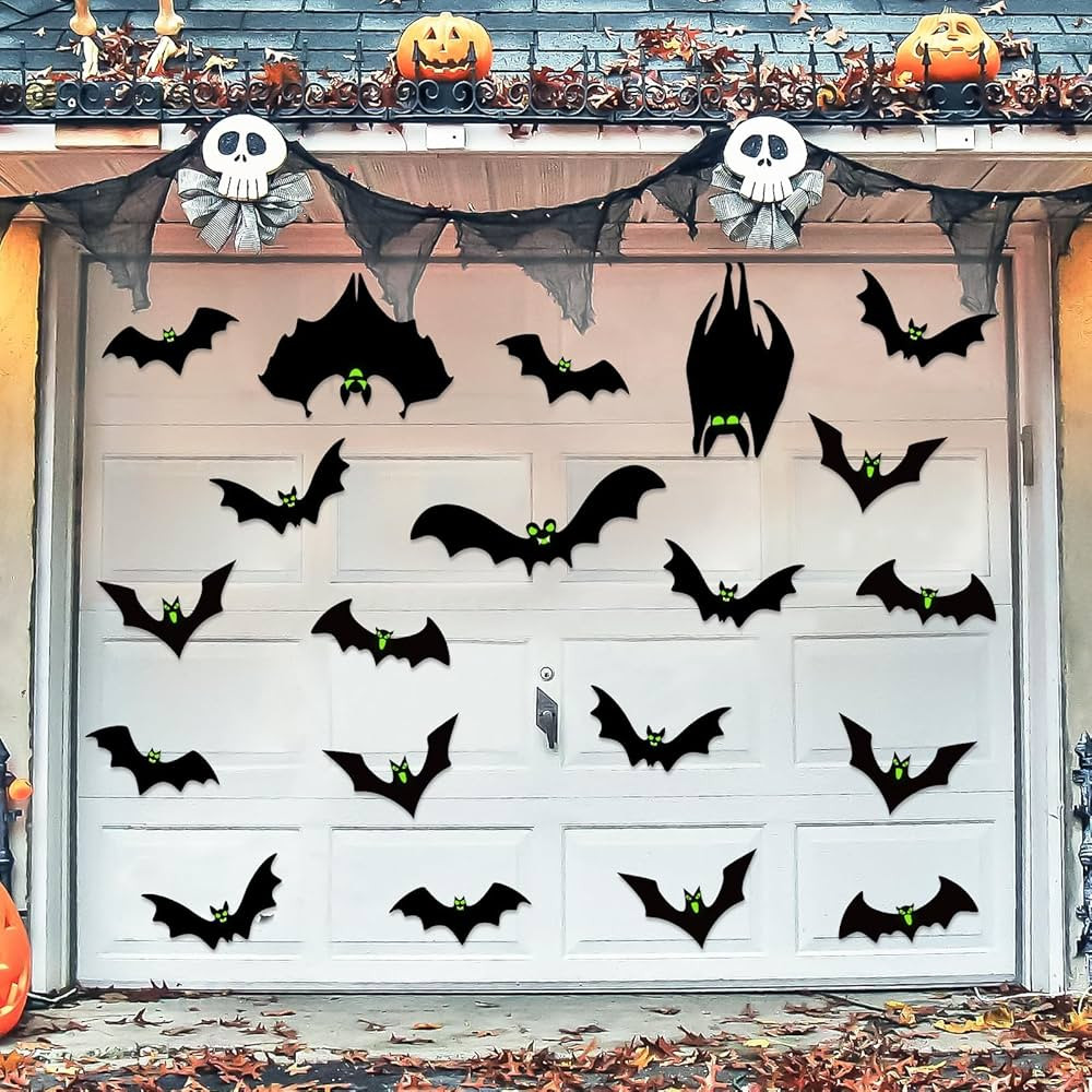 kockuu 24pcs Magnetic Bats Halloween Garage Door Decorations Outdoor - Halloween Garage Door Magn... | Amazon (US)