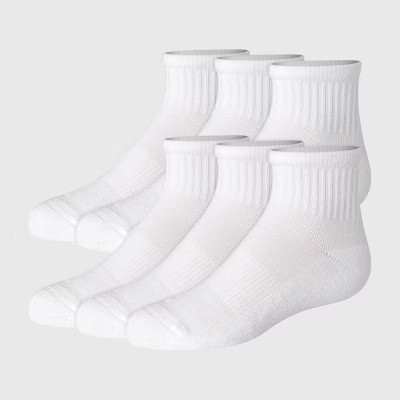 Hanes Girls' 6pk Pure Comfort Organic Cotton Ankle Socks - White M | Target