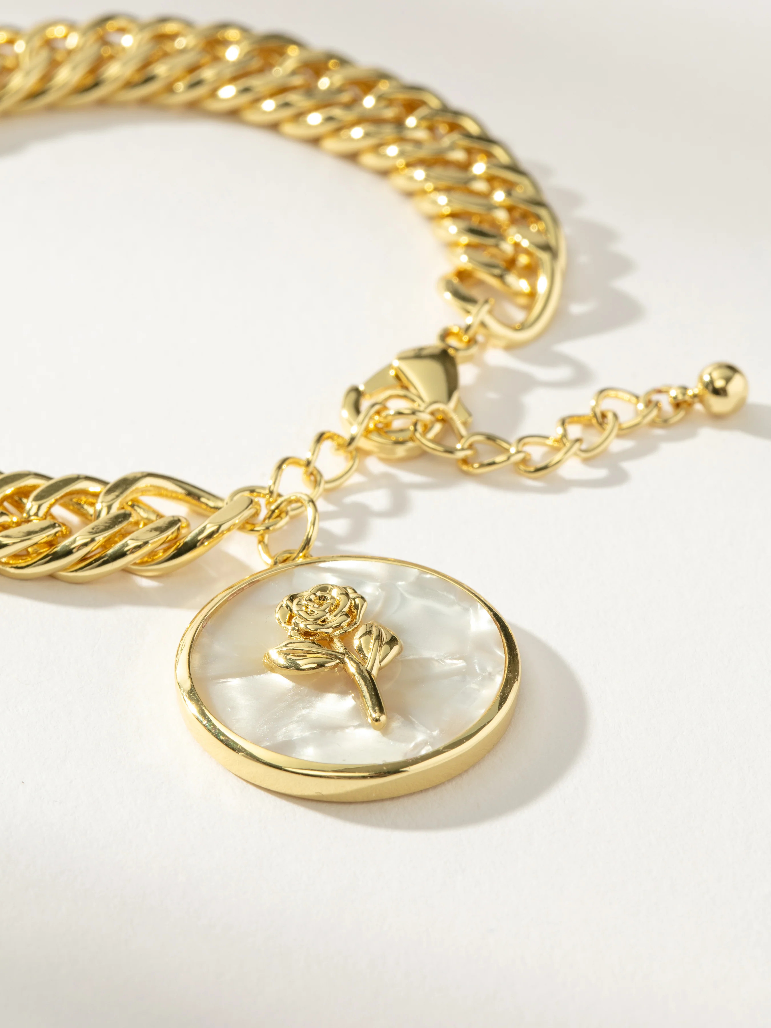 Gold Pearlescent Rose Statement Chain Bracelet | Uncommon James | Uncommon James