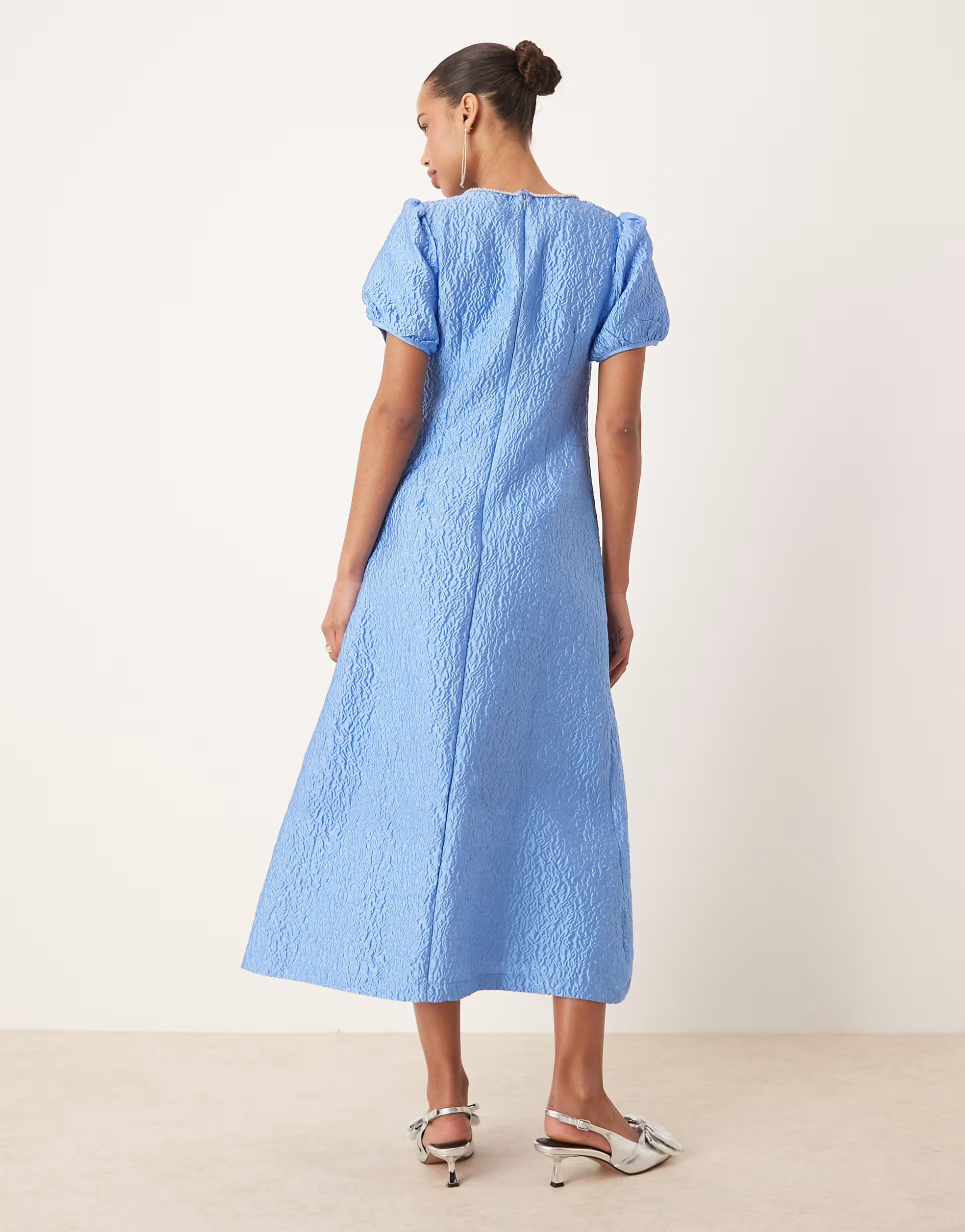 Dream Sister Jane seashell embellished jacquard midi dress in cornflower blue - part of a set | ASOS (Global)