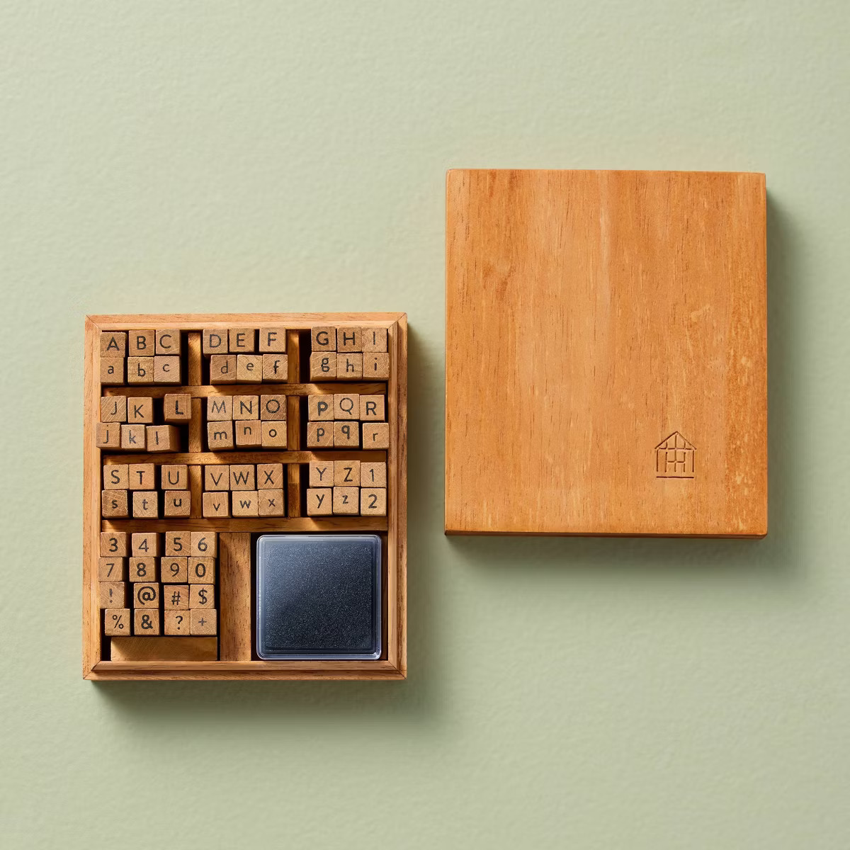 90pc Letter and Number Wood Stamp Set Brown - Hearth & Hand™ with Magnolia | Target