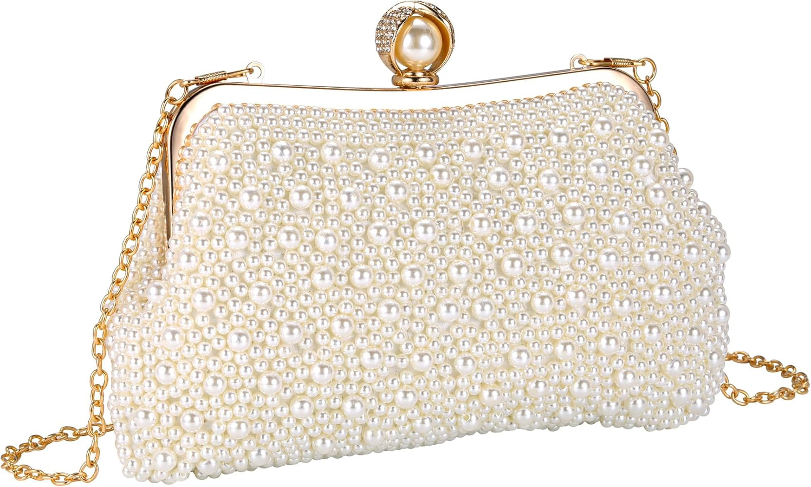 Ayliss Pearl Clutch Purses for Women Wedding Bridal Evening Small Clutch Crossbody Handbag Full B... | Amazon (US)
