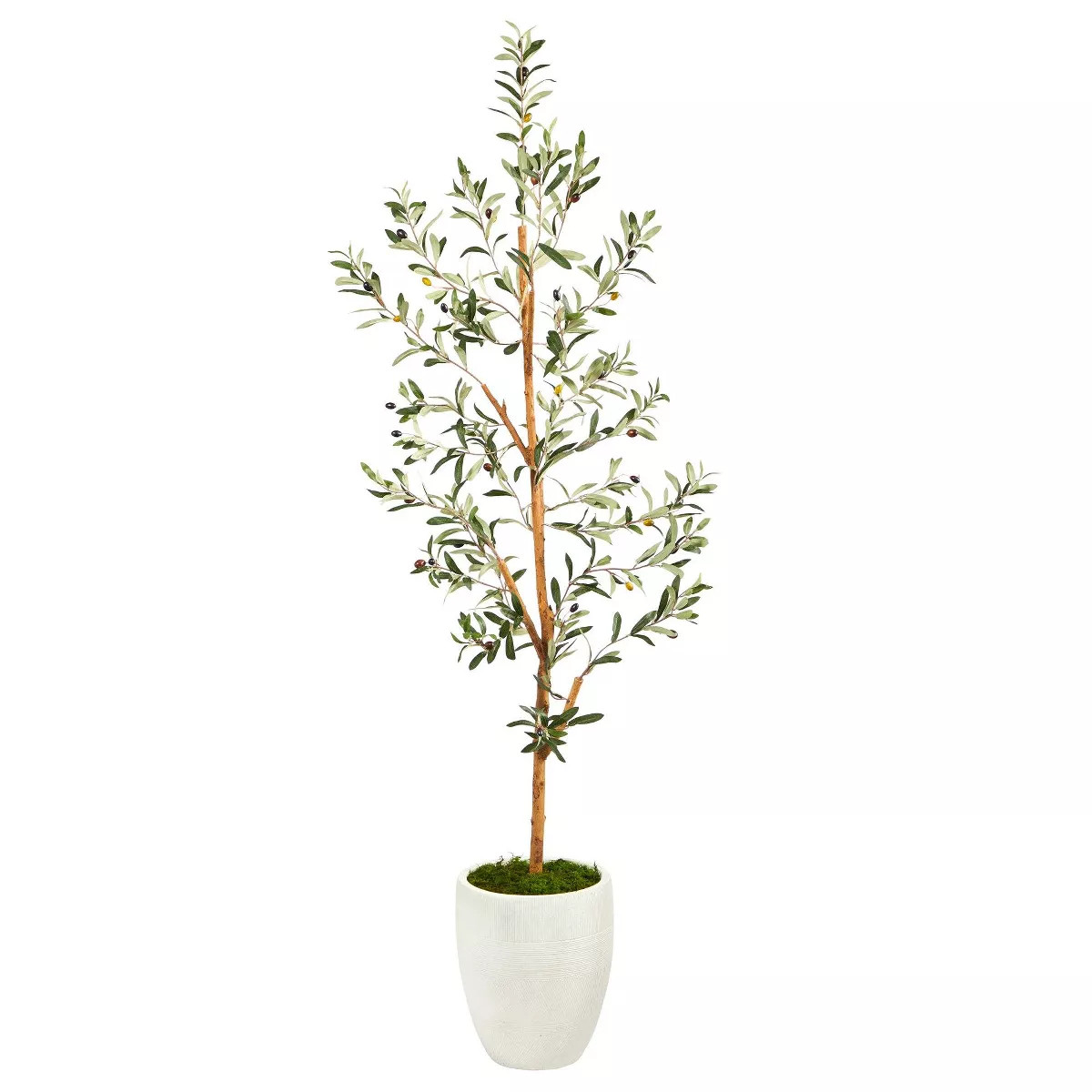 Nearly Natural 5.5-ft Olive Artificial Tree in White Planter | Target
