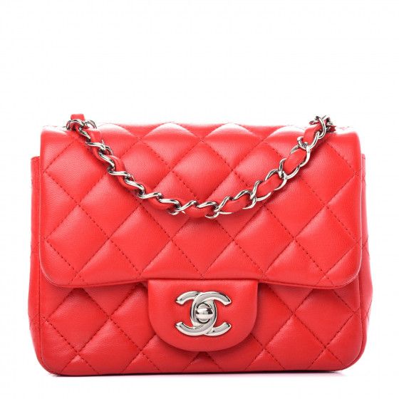 Lambskin Quilted Mini Square Flap Red | Fashionphile