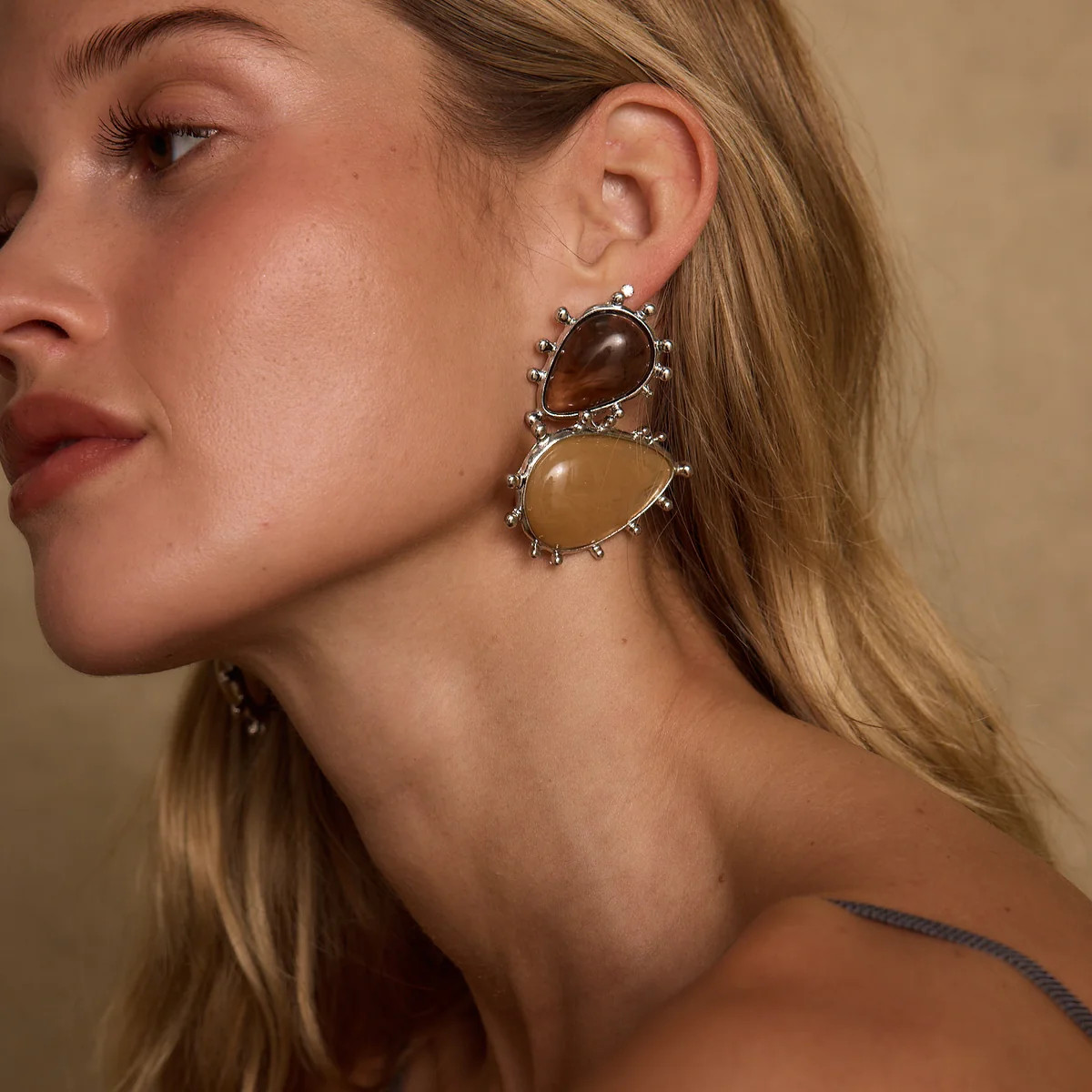 Fauna Gold and Stone Statement Earrings | 12th Tribe