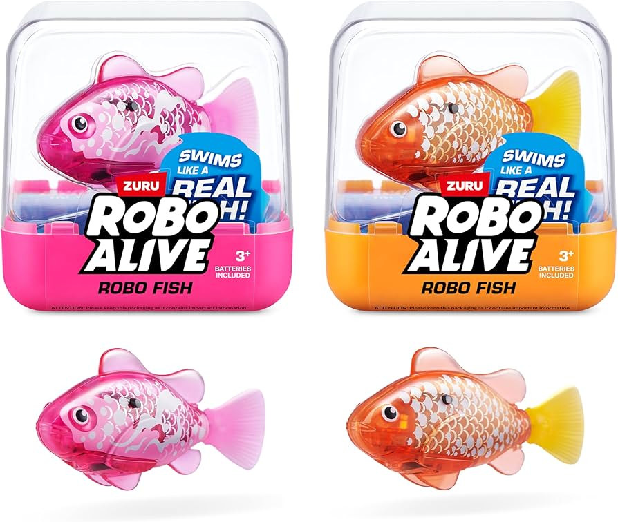 Robo Alive Robo Fish Robotic Swimming Fish (Pink + Golden) by ZURU Water Activated, Changes Color... | Amazon (US)