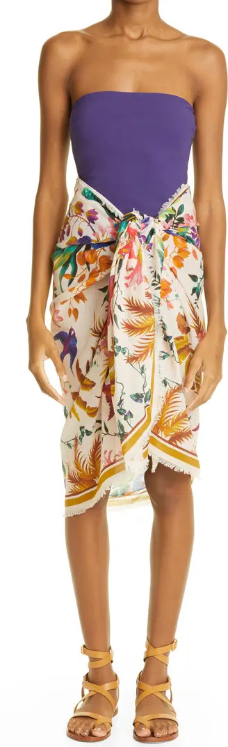 Zimmermann Floral Print Fringe Cotton Cover-Up Pareo | Nordstrom | Nordstrom
